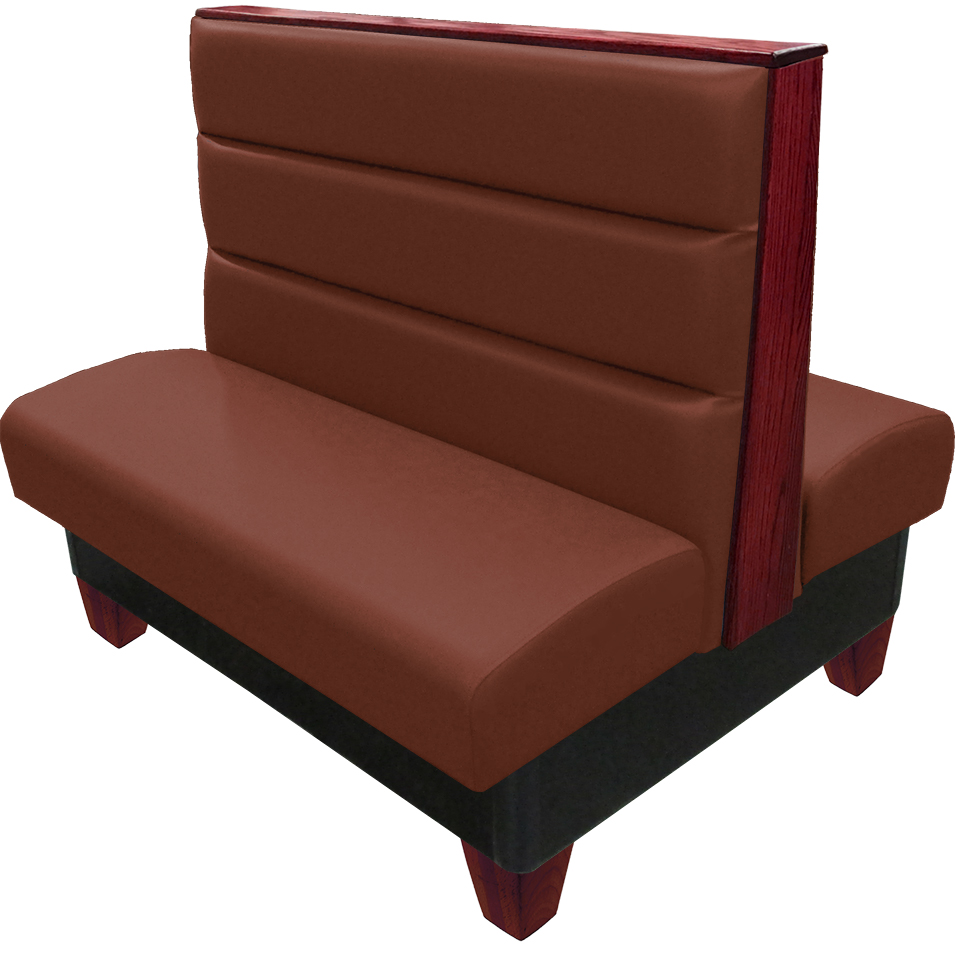 Palo vinyl-upholstered restaurant booth chestnut vinyl seat-back mahogany wood legs and top-end cap