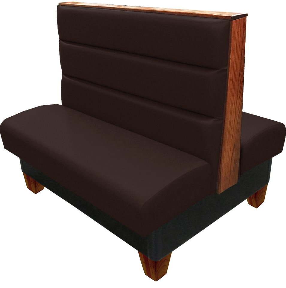 Palo vinyl-upholstered restaurant booth espresso vinyl seat-back autumn haze wood legs and top-end cap
