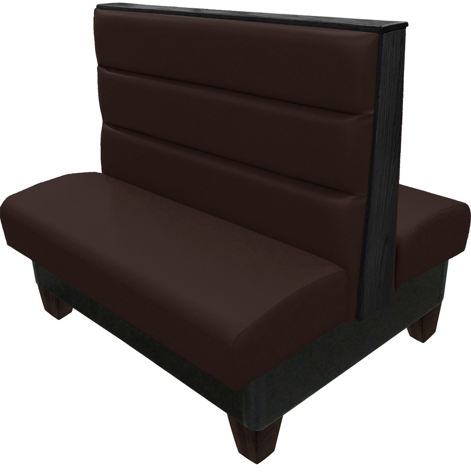 Palo vinyl-upholstered restaurant booth espresso vinyl seat-back black wood legs and top-end cap