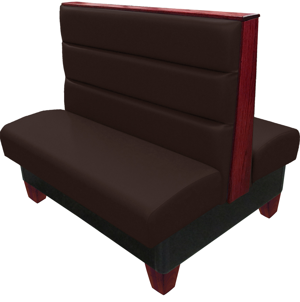 Palo vinyl-upholstered restaurant booth espresso vinyl seat-back mahogany wood legs and top-end cap