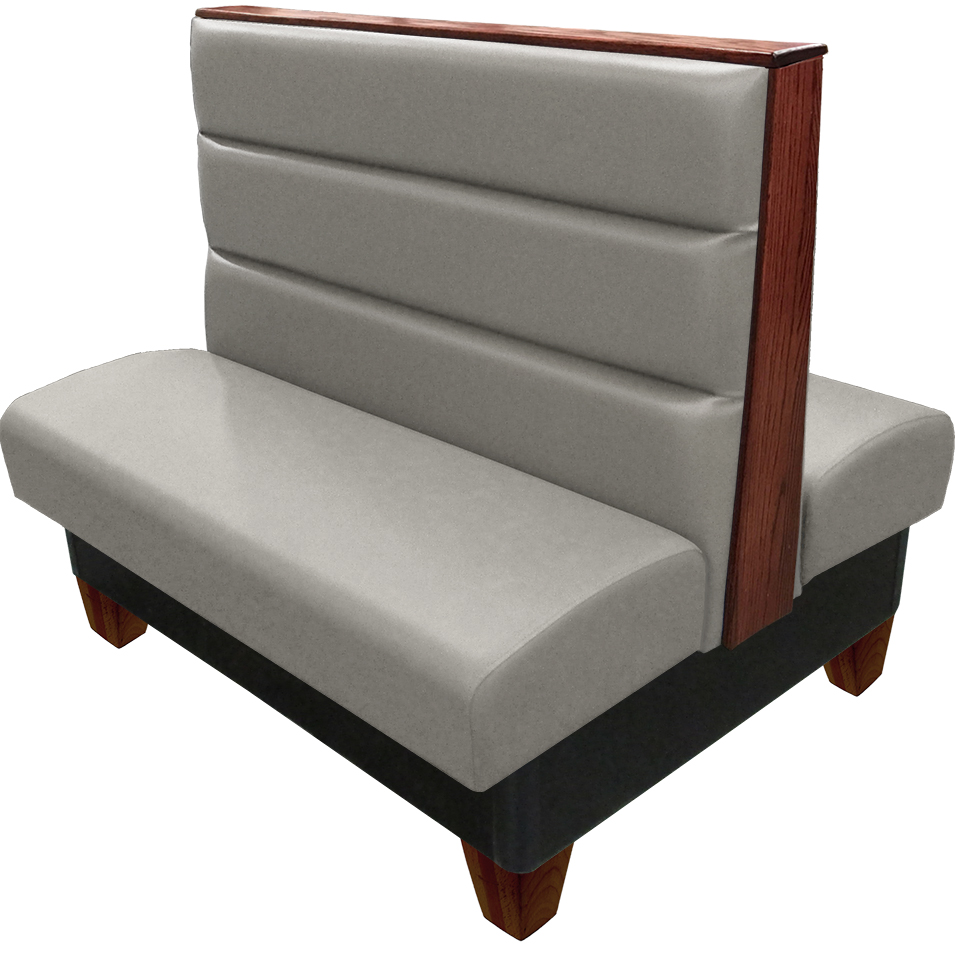 Palo vinyl-upholstered booth gray vinyl seat-back American walnut wood legs and top-end cap web