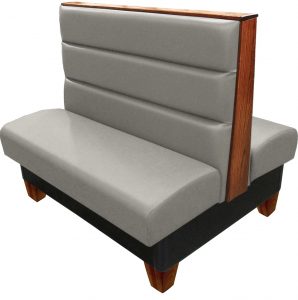 Palo vinyl-upholstered restaurant booth gray vinyl seat-back autumn haze wood legs and top-end cap