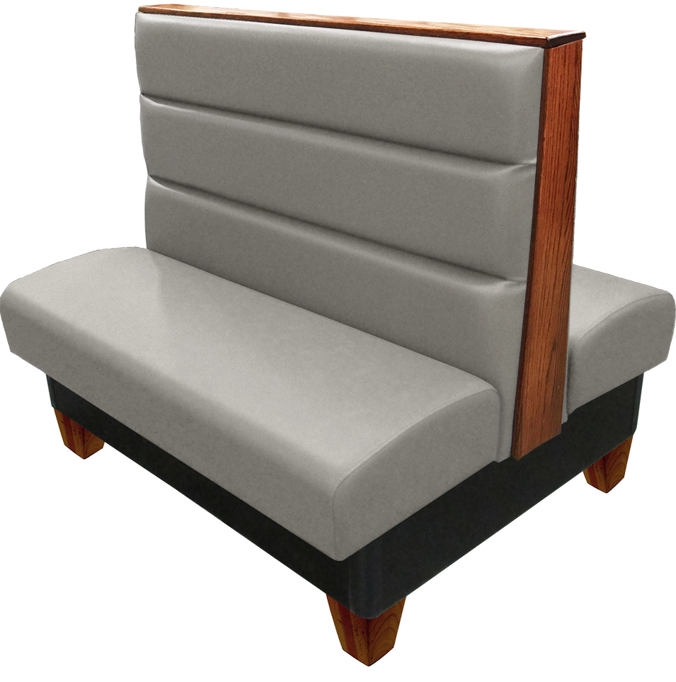 Palo vinyl-upholstered booth gray vinyl seat-back autumn haze wood legs and top-end cap web