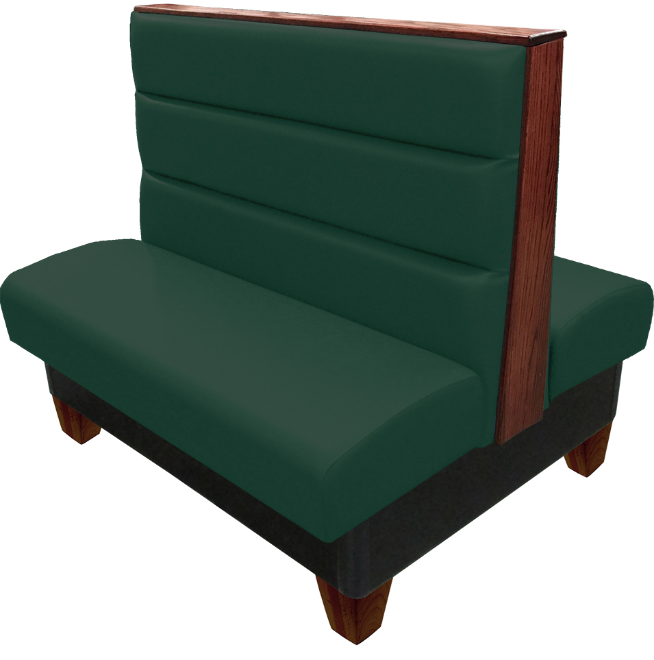 Palo vinyl-upholstered booth hunter green vinyl seat-back American walnut wood legs and top-end cap web