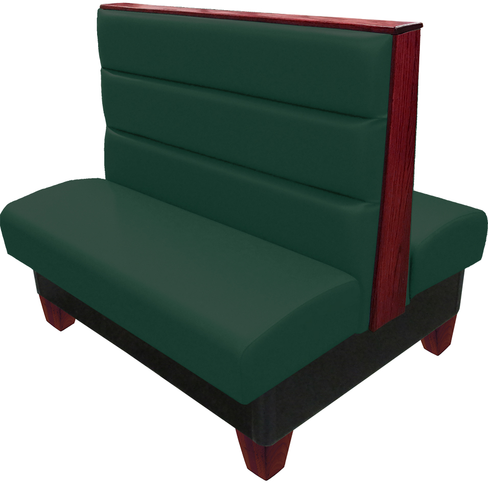 Palo vinyl-upholstered booth hunter green vinyl seat-back mahogany wood legs and top-end cap web