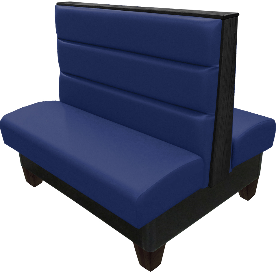 Palo vinyl-upholstered booth navy vinyl seat-back black wood legs and top-end cap web