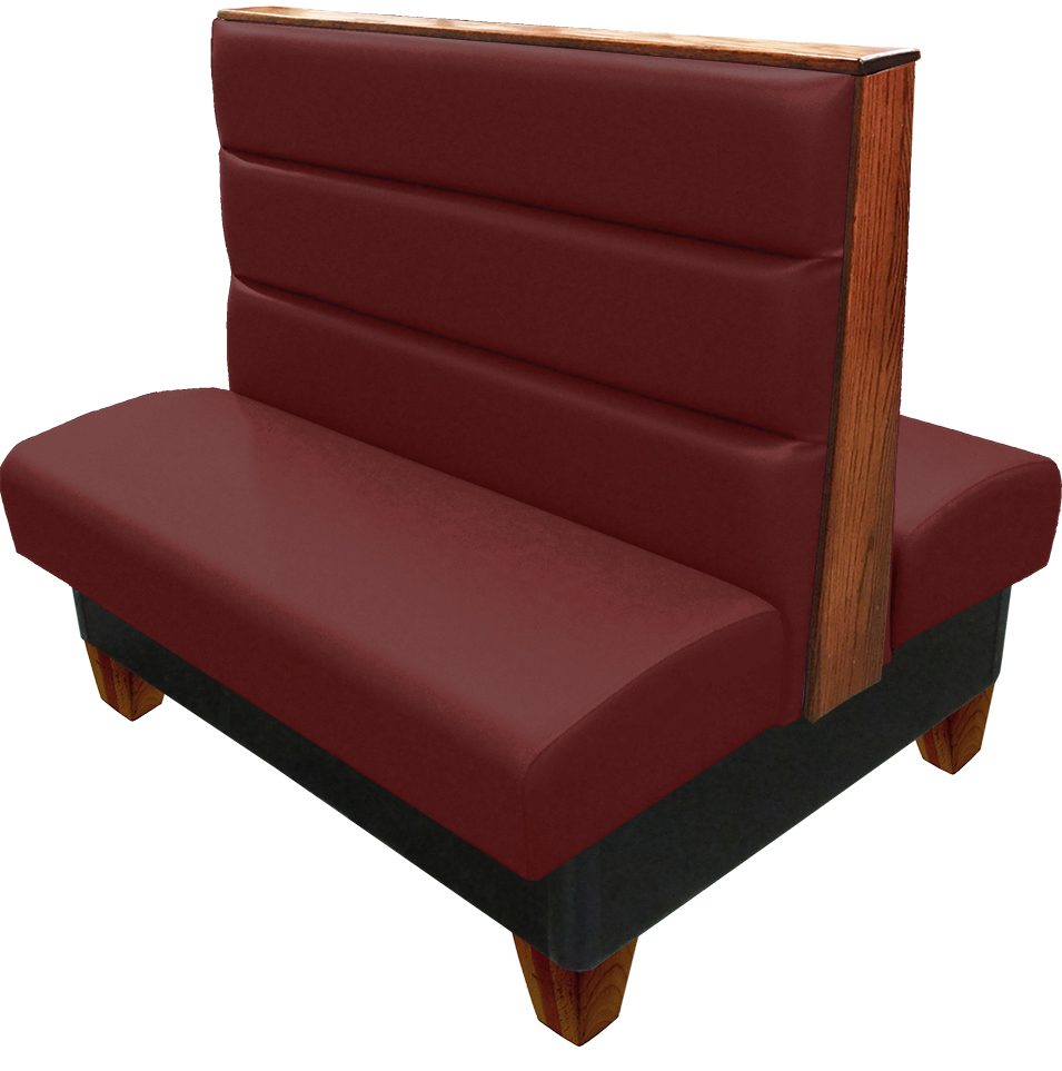 Palo vinyl-upholstered restaurant booth wine vinyl seat-back autumn haze wood legs and top-end cap