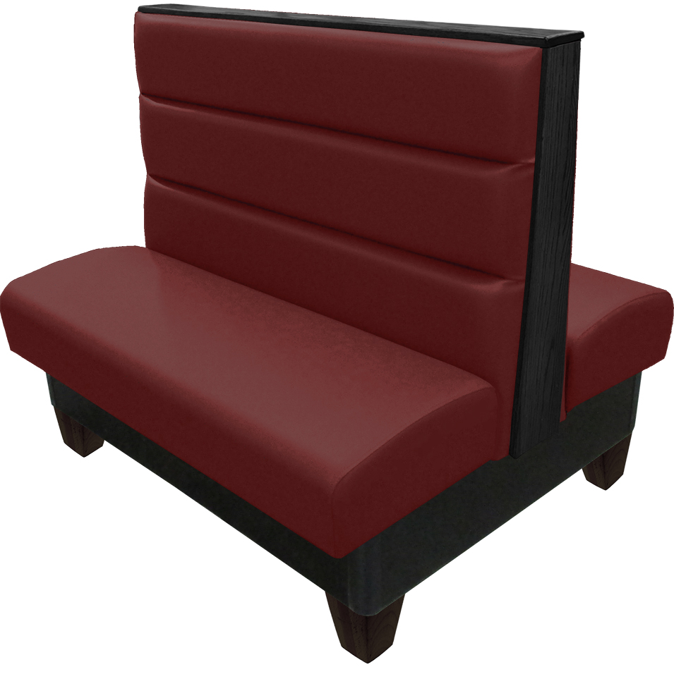 Palo vinyl-upholstered booth wine vinyl seat-back black wood legs and top-end cap web