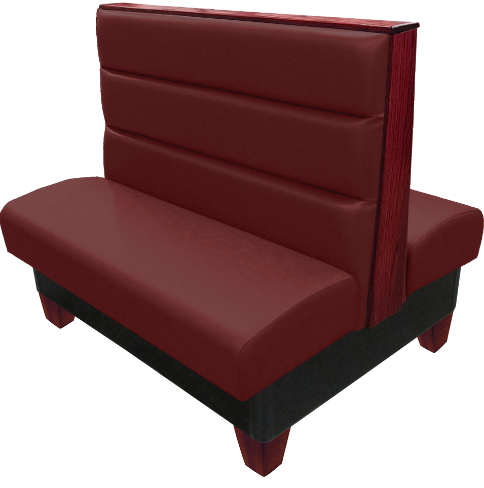 Palo vinyl-upholstered restaurant booth wine vinyl seat-back mahogany wood legs and top-end cap