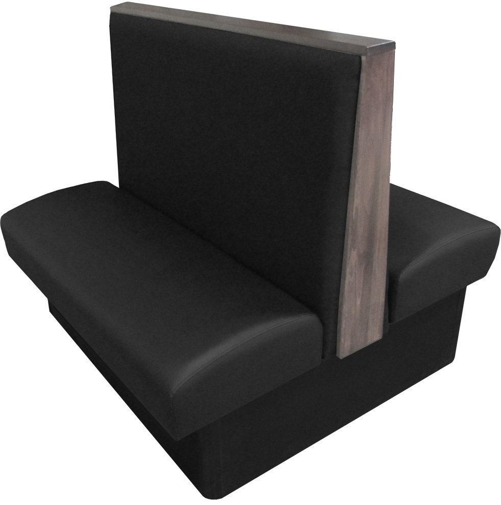 Simpson vinyl-upholstered double booth black vinyl dove gray stain top-end cap web