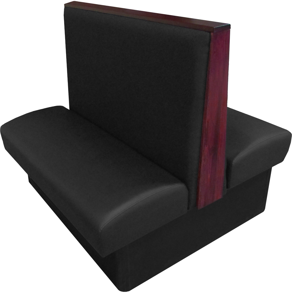 Simpson vinyl-upholstered double booth black vinyl mahogany stain top-end cap web