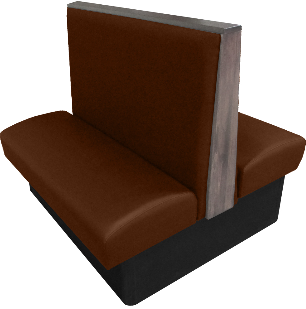 Simpson vinyl-upholstered double booth chestnut vinyl dove gray stain top-end cap