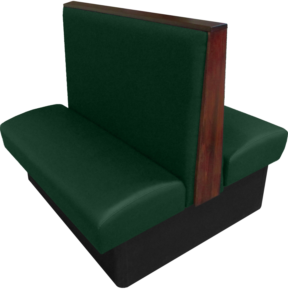 Simpson vinyl-upholstered double booth hunter green vinyl American walnut stain top-end cap web