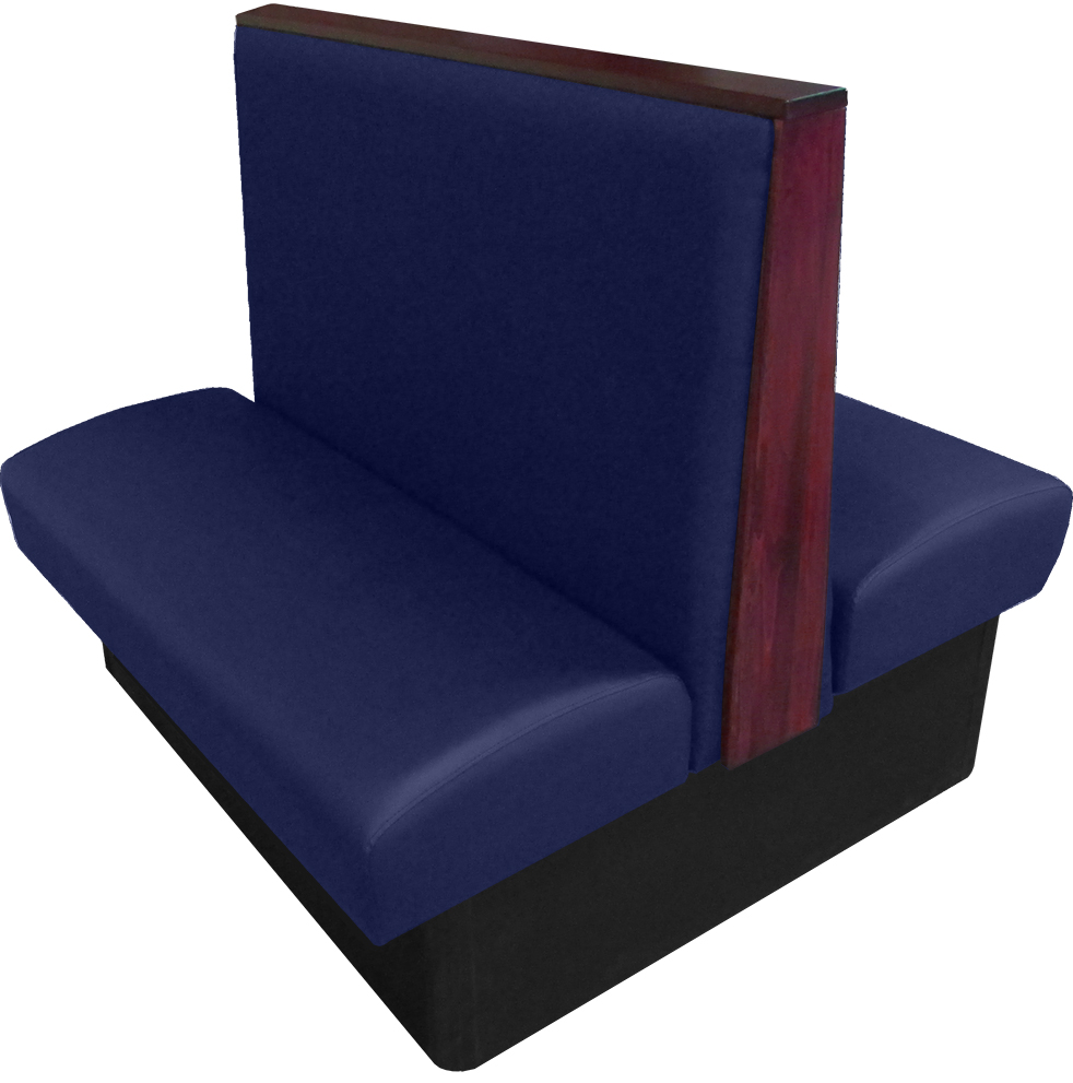 Simpson vinyl-upholstered double booth navy vinyl mahogany stain top-end cap web