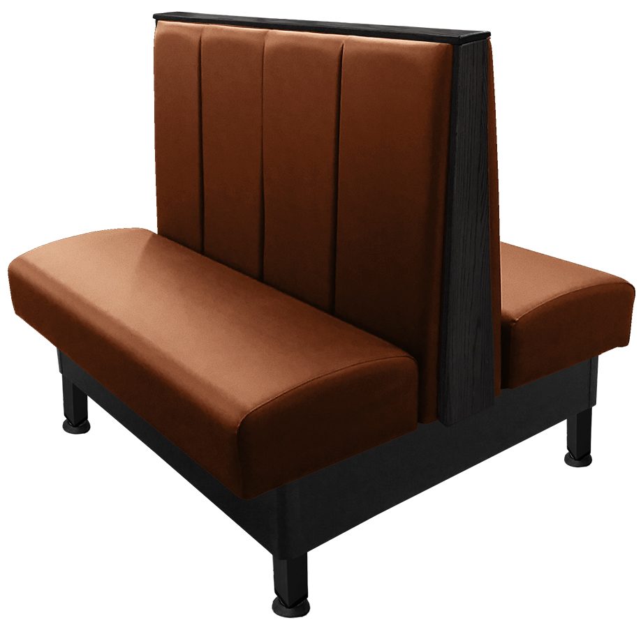 Slater double booth with black top-end cap and chestnut vinyl v2 web