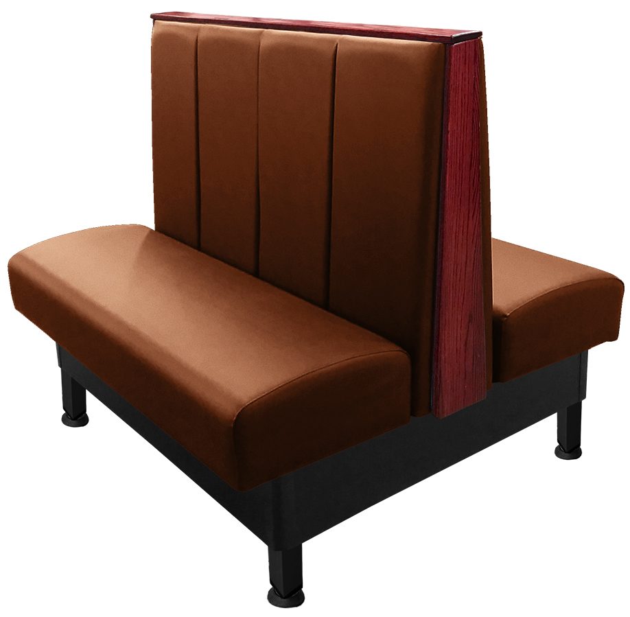 Slater double booth with mahogany top-end cap and chestnut vinyl v2 web