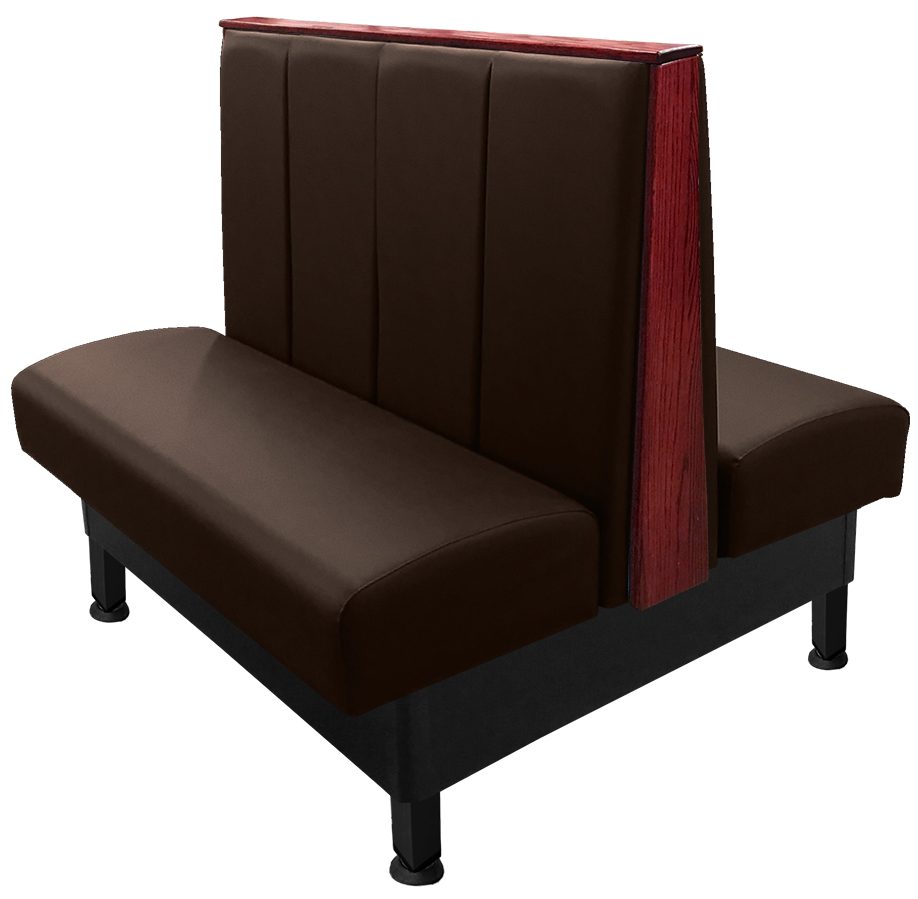 Slater double booth with mahogany top-end cap and espresso vinyl v2 web