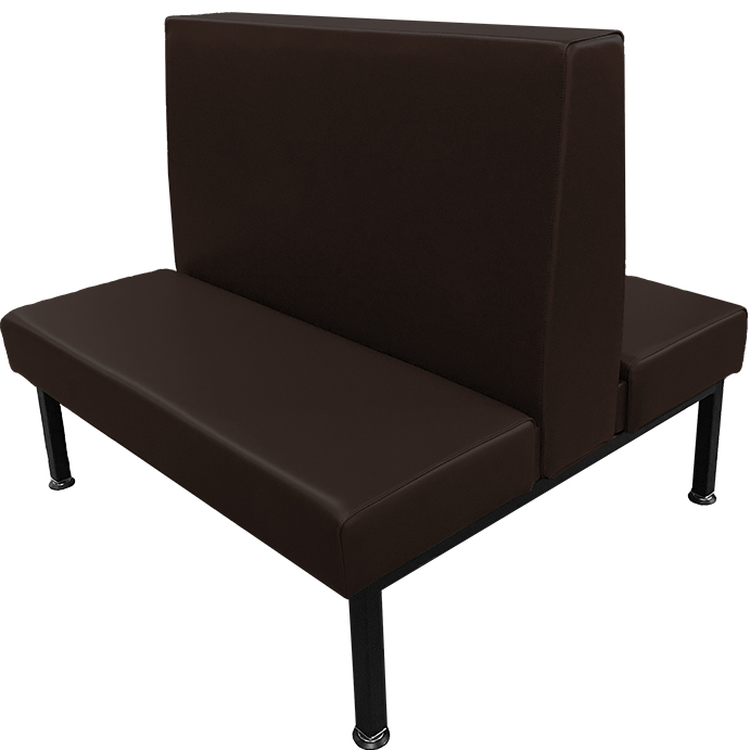 Union Station Restaurant Booth with Espresso Vinyl Seat-Back and Black Steel Frame