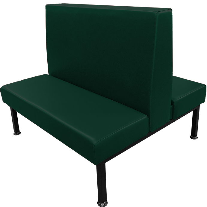 Union Station Double Booth with Hunter Green Vinyl Seat-Back and Black Steel Frame web