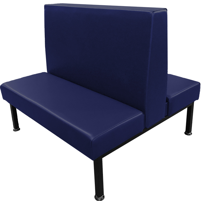 Union Station Restaurant Booth with Navy Vinyl Seat-Back and Black Steel Frame