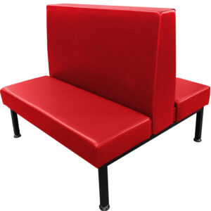 Union Station Restaurant Booth with Red Vinyl Seat-Back and Black Steel Frame