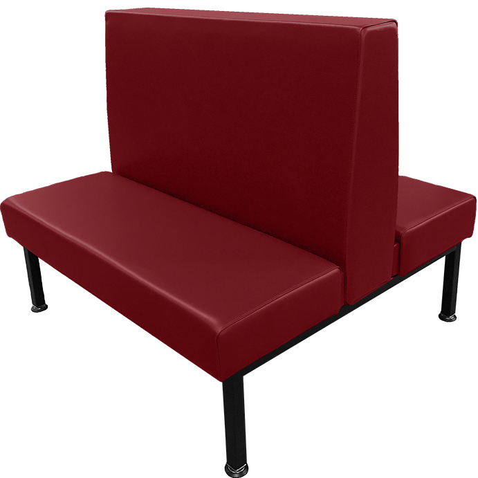 Union Station Double Booth with Wine Vinyl Seat-Back and Black Steel Frame web