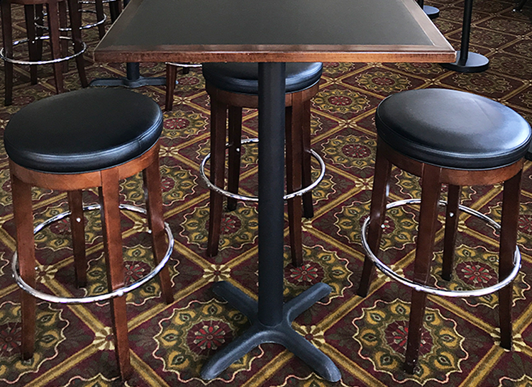Restaurant Table Bases from Oak Street Manufacturing, Stamped Steel Black Restaurant Bases, Stamped Steel Chrome Plated Restaurant Bases, Restaurant Community Bases, Cast Iron Table Bases
