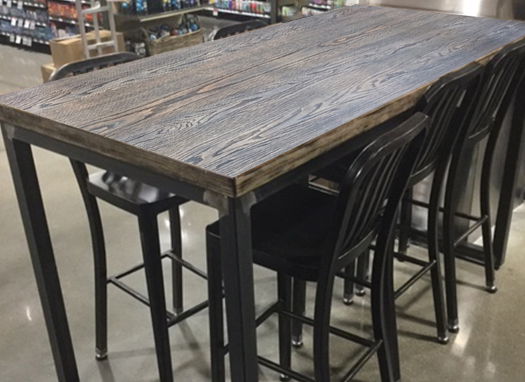 Restaurant and Commercial Table Tops by Oak Street Manufacturing - Laminate restaurant table tops, Solid wood restaurant table tops, engineered wood veneer restaurant table tops, melamine restaurant table tops