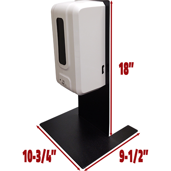 Table Top Dispenser Stand with Dispenser side angle with measurements 600x600 1