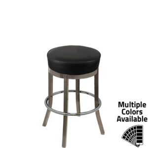 BB 288 CCS BLK XL Button Top Barstool with Black Vinyl and Clear Coat Stationary Frame