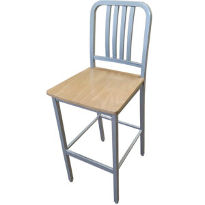 BM 256 N Steel series Metal Frame Barstool with Clear Coat Wood Seat