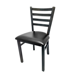 CM 234R BLK Rustic Ladderback Metal Frame Chair with Black vinyl seat