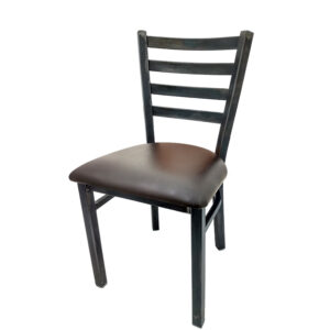 CM 234R ESP Rustic Ladderback Metal Frame Chair with Espresso vinyl seat