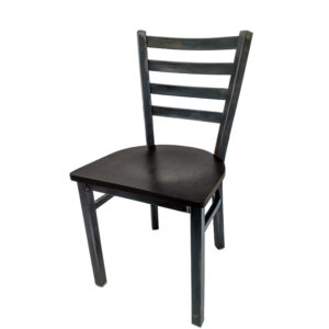 CM 234R WB Rustic Ladderback Metal Frame Chair with Black stain wood seat