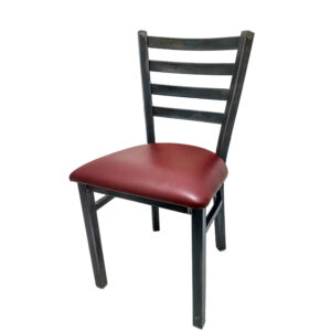 CM 234R WINE Rustic Ladderback Metal Frame Chair with Wine vinyl seat