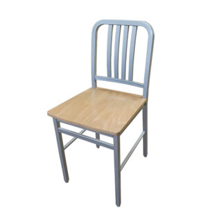 CM 256 N Steel metal frame chair with clear coat wood seat