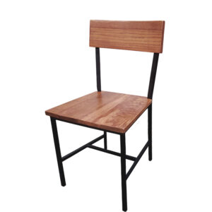 CM W702 BLK Timber Wood Back Seat Metal Frame Chair 1