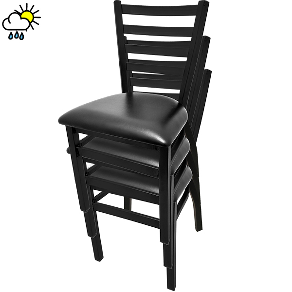 OD ST2160 Outdoor Ladderback Stackable Metal Frame Chair with Outdoor Black vinyl seat 1