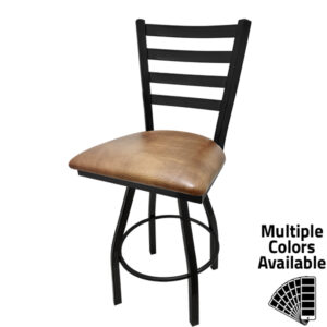 SL0301S BUC Ladderback top with Buckskin vinyl seat and counter height black powder coat metal swivel frame