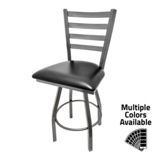 SL035CS BLK Clear Coat Ladderback with Black vinyl seat and Clear Coat Metal Swivel Frame