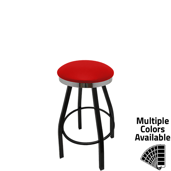 SL1117 RED Slimline Button Top with Red Vinyl and Black Powder Coat Metal Swivel Frame
