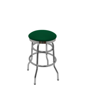 SL1131 HG Slimline Button Top with Hunter Green Vinyl and Double Rung Chrome Metal Swivel Frame