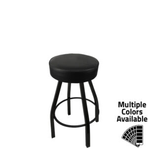 SL1132 BLK Standard Button Top in Black Vinyl with Counter Height Black PC Metal Swivel Frame
