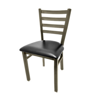 SL135C BLK Clear Coat Ladderback Metal Frame Chair with Black vinyl seat