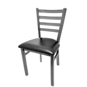 SL135C BLK Clear Coat Plain Weld Ladderback Chair with Black vinyl seat