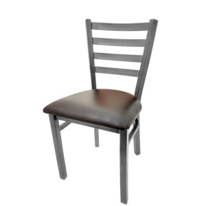 SL135C ESP Clear Coat Plain Weld Ladderback Chair with Espresso vinyl seat