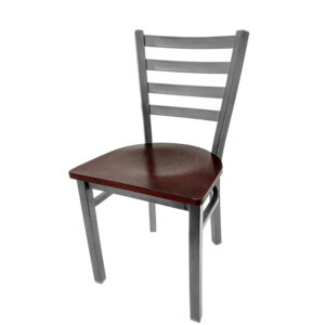 SL135C M Clear Coat Plain Weld Ladderback Chair with Mahogany stain wood seat