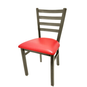 SL135C RED Clear Coat Ladderback Metal Frame Chair with Red vinyl seat