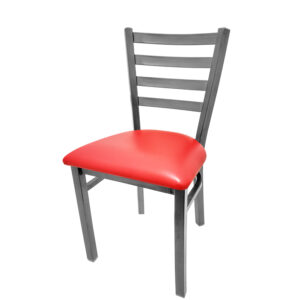 SL135C RED Clear Coat Plain Weld Ladderback Chair with Red vinyl seat