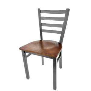 SL135C WA Clear Coat Plain Weld Ladderback Chair with Walnut stain wood seat